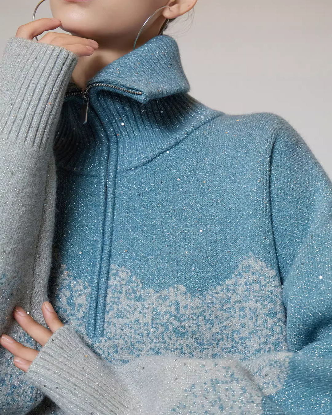 Half-Zip Gradient Knit Top Half-Zip Gradient Knit Top