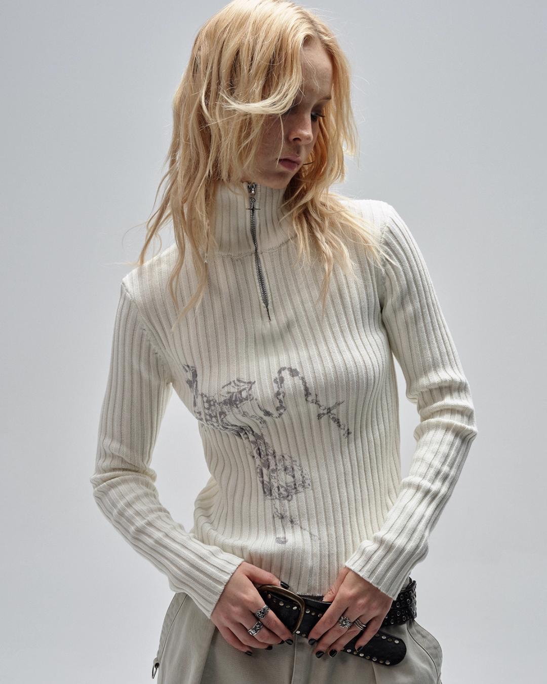 Half-Zip Ribbed Knit Top Half-Zip Ribbed Knit Top