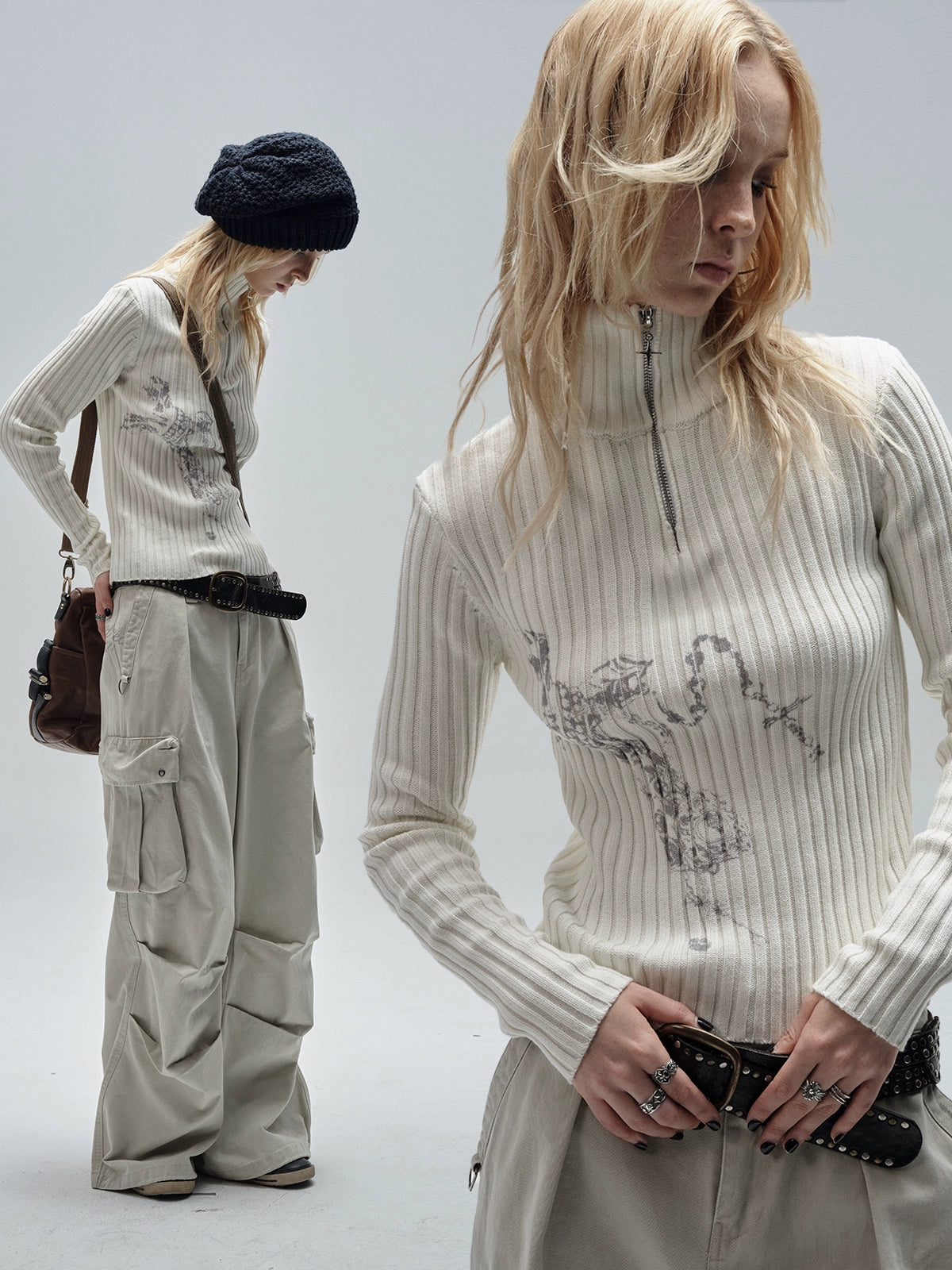 Half-Zip Ribbed Knit Top Half-Zip Ribbed Knit Top