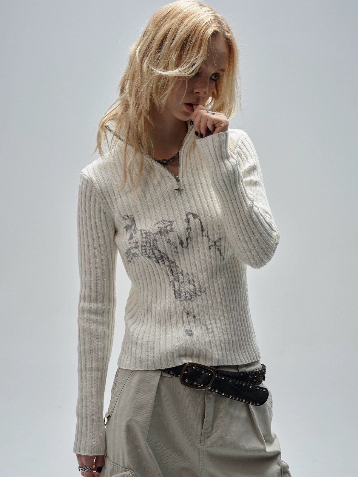 Half-Zip Ribbed Knit Top Half-Zip Ribbed Knit Top