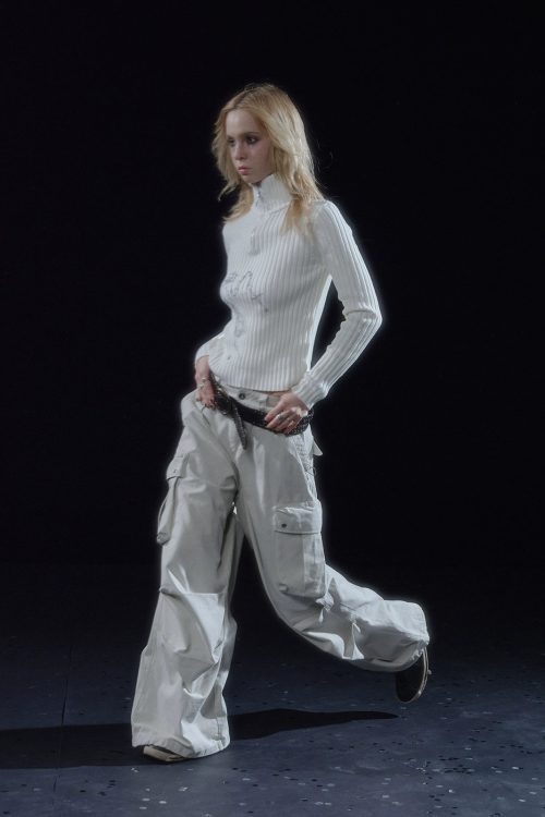 Half-Zip Ribbed Knit Top