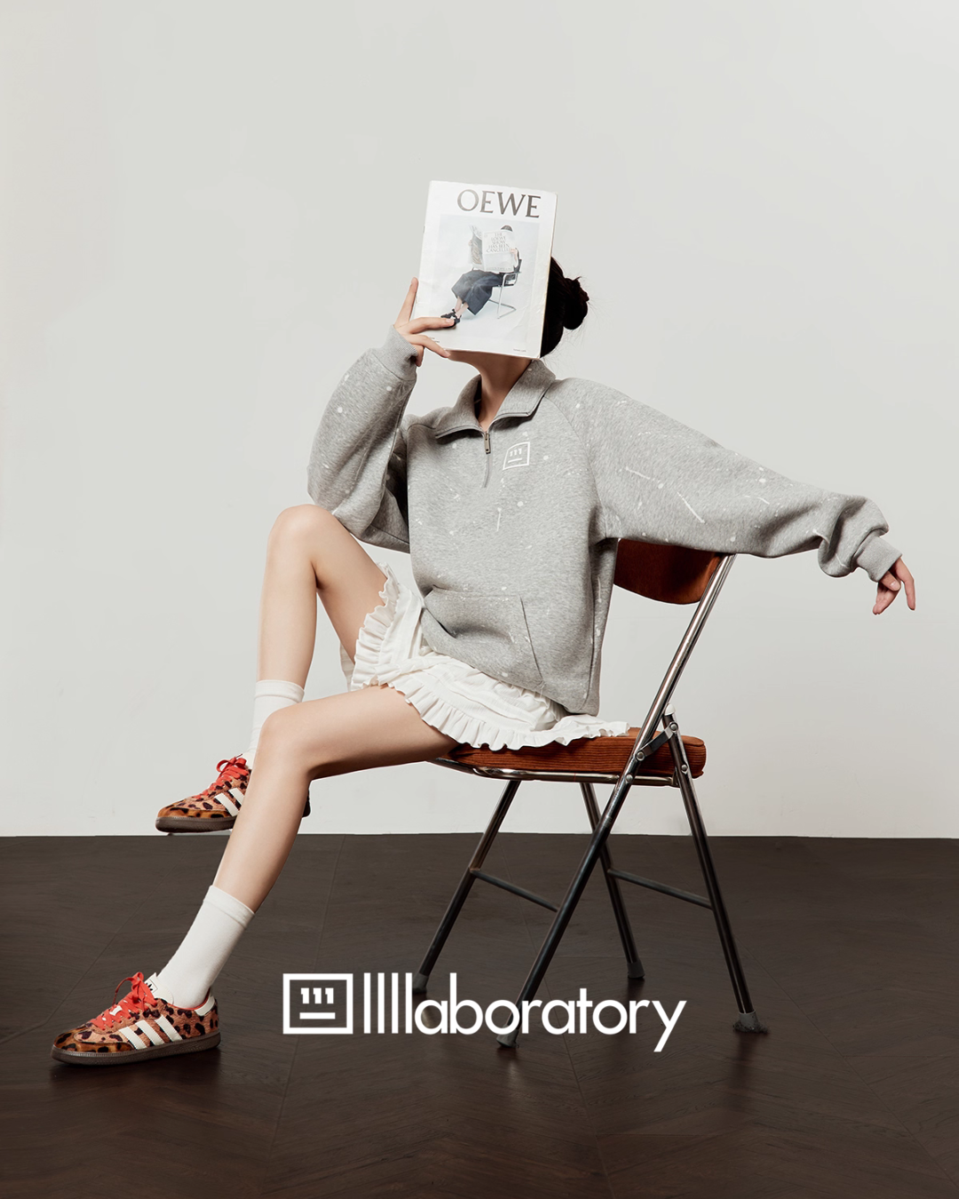 Half-Zip Sweat Top / Lace Mini Skirt Half-Zip Sweat Top / Lace Mini Skirt