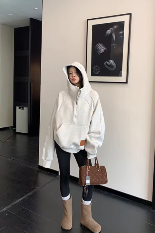 Half-Zip Sweatshirt Hoodie