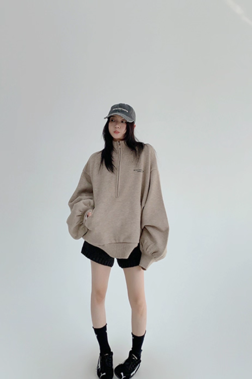 Half-Zip Sweatshirt Top