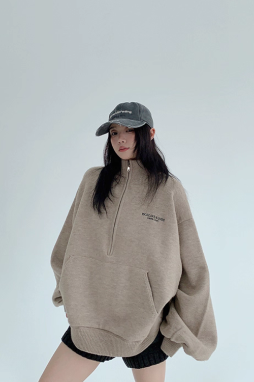 Half-Zip Sweatshirt Top