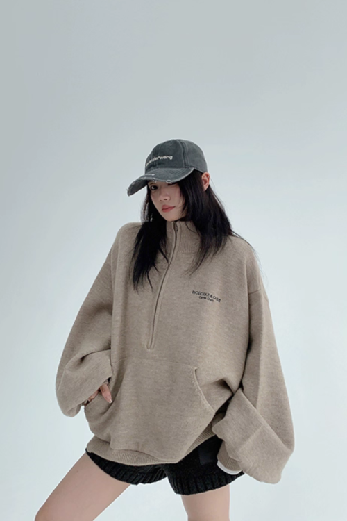 Half-Zip Sweatshirt Top