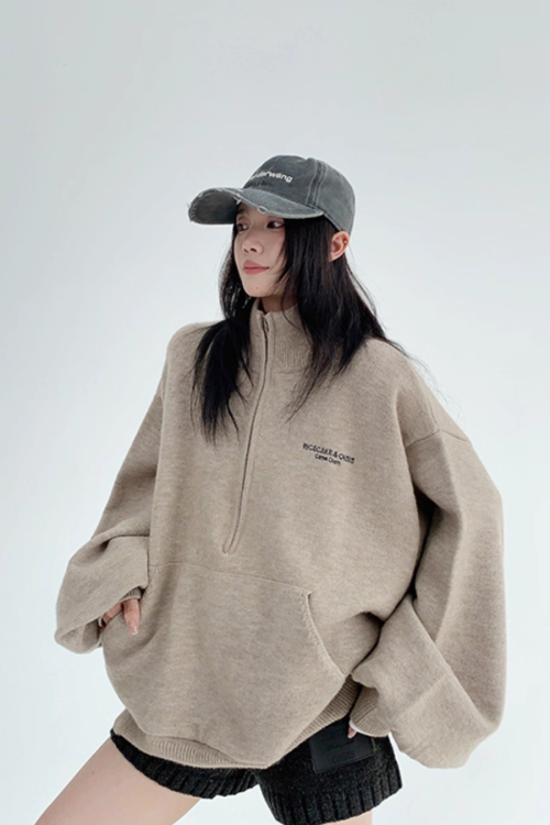 Half-Zip Sweatshirt Top