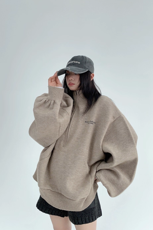 Half-Zip Sweatshirt Top