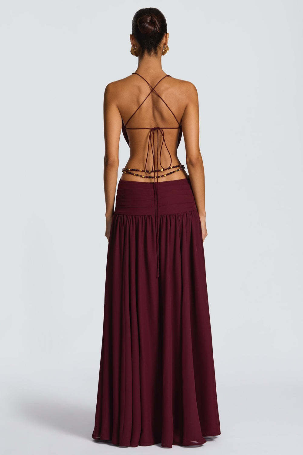Halter Deep V Tie Backless High Slit Maxi Dress Halter Deep V Tie Backless High Slit Maxi Dress