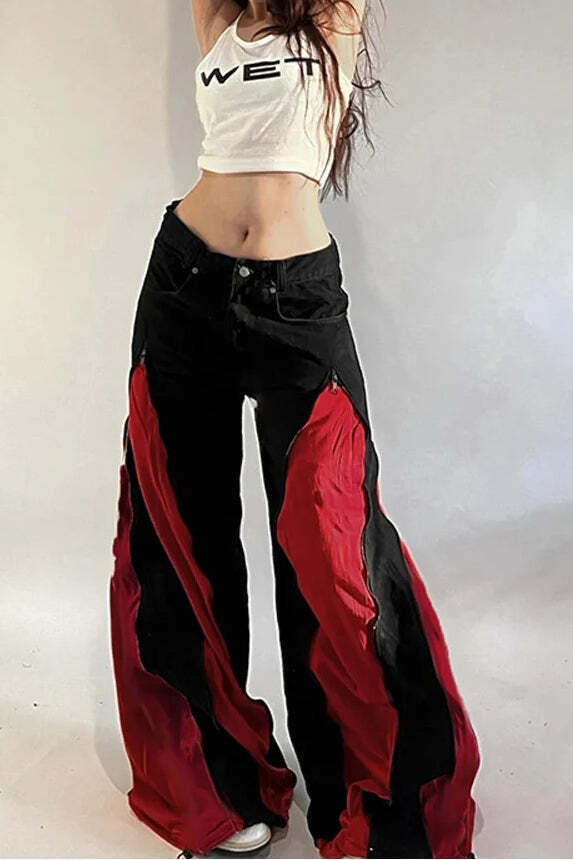 Harajuku Patchwork Wide Fit Jeans Harajuku Patchwork Wide Fit Jeans