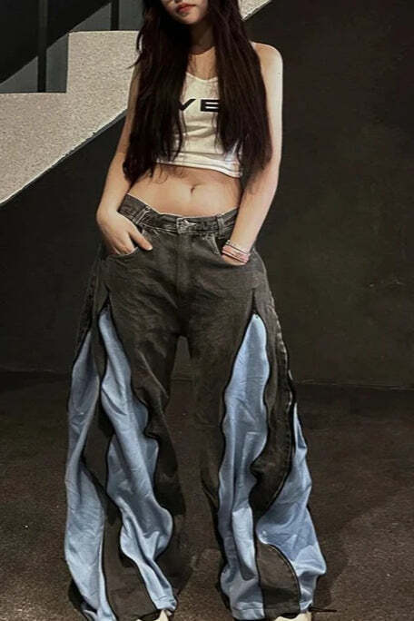 Harajuku Patchwork Wide Fit Jeans Harajuku Patchwork Wide Fit Jeans