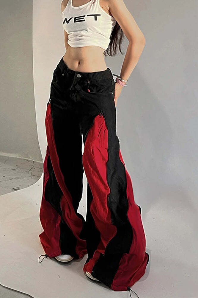 Harajuku Patchwork Wide Fit Jeans Harajuku Patchwork Wide Fit Jeans