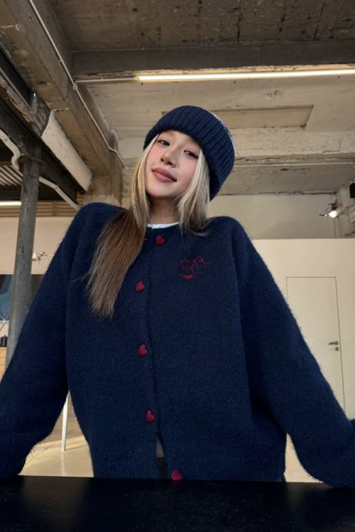 Heart Button Knit Cardigan