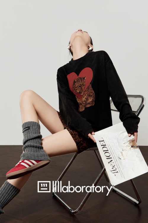 Heart Leopard Long Sleeve T-Shirt / Leopard Skirt