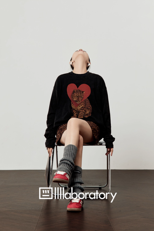 Heart Leopard Long Sleeve T-Shirt / Leopard Skirt