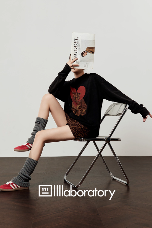 Heart Leopard Long Sleeve T-Shirt / Leopard Skirt