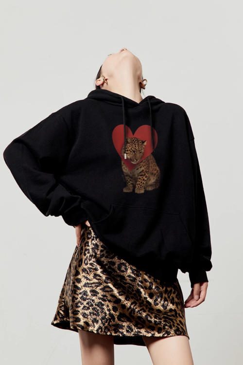 Heart Leopard Long Sleeve T-Shirt / Leopard Skirt
