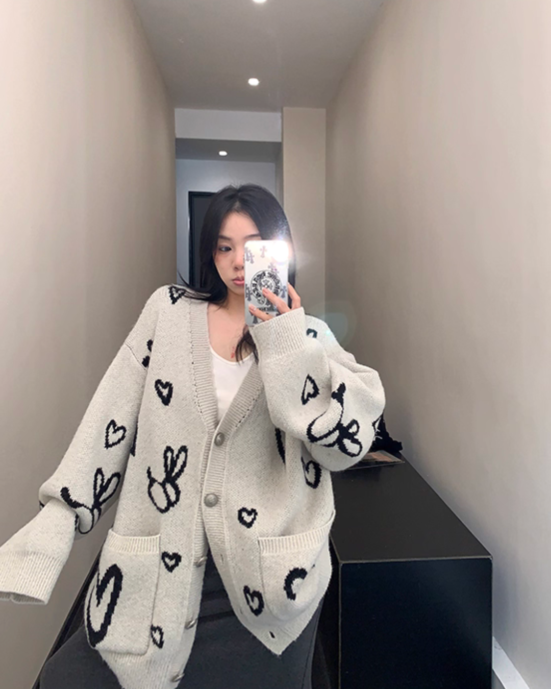 Heart Patterned Knit Cardigan Heart Patterned Knit Cardigan