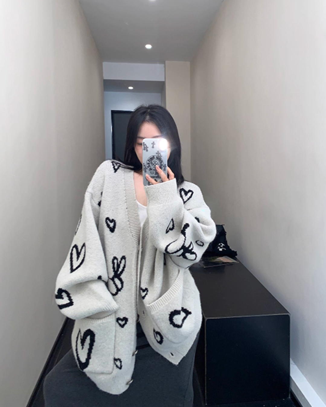 Heart Patterned Knit Cardigan Heart Patterned Knit Cardigan