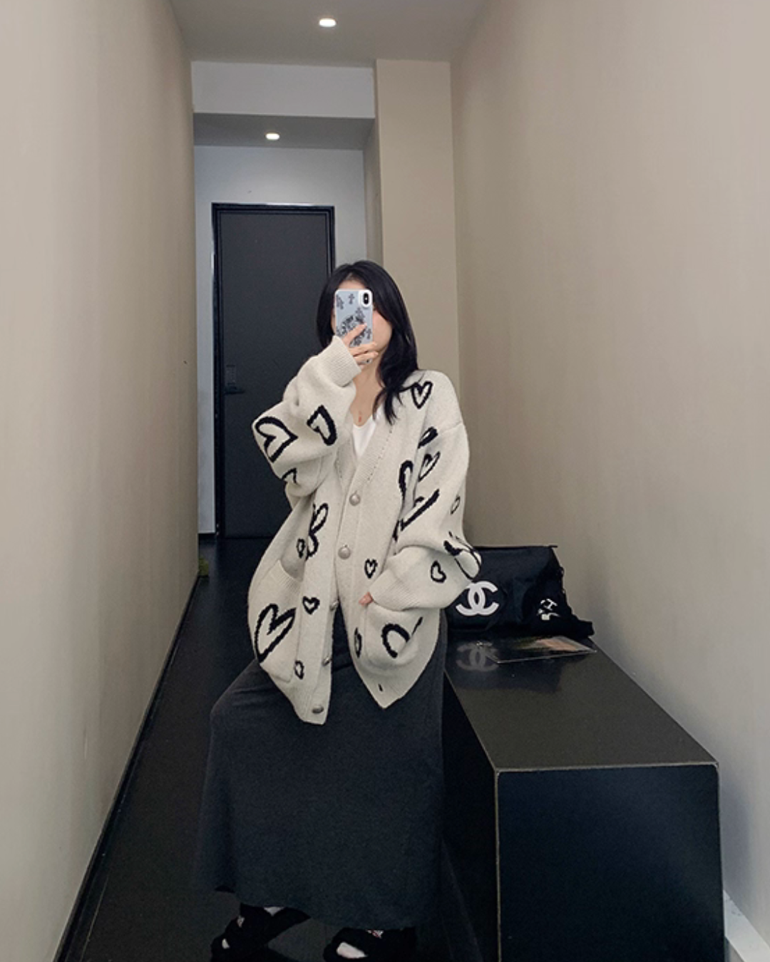 Heart Patterned Knit Cardigan Heart Patterned Knit Cardigan