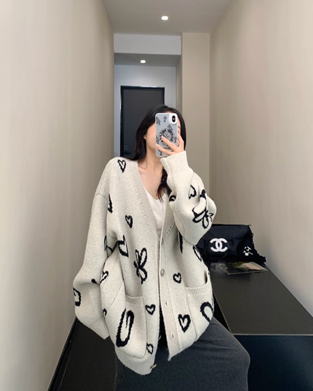 Heart Patterned Knit Cardigan Heart Patterned Knit Cardigan