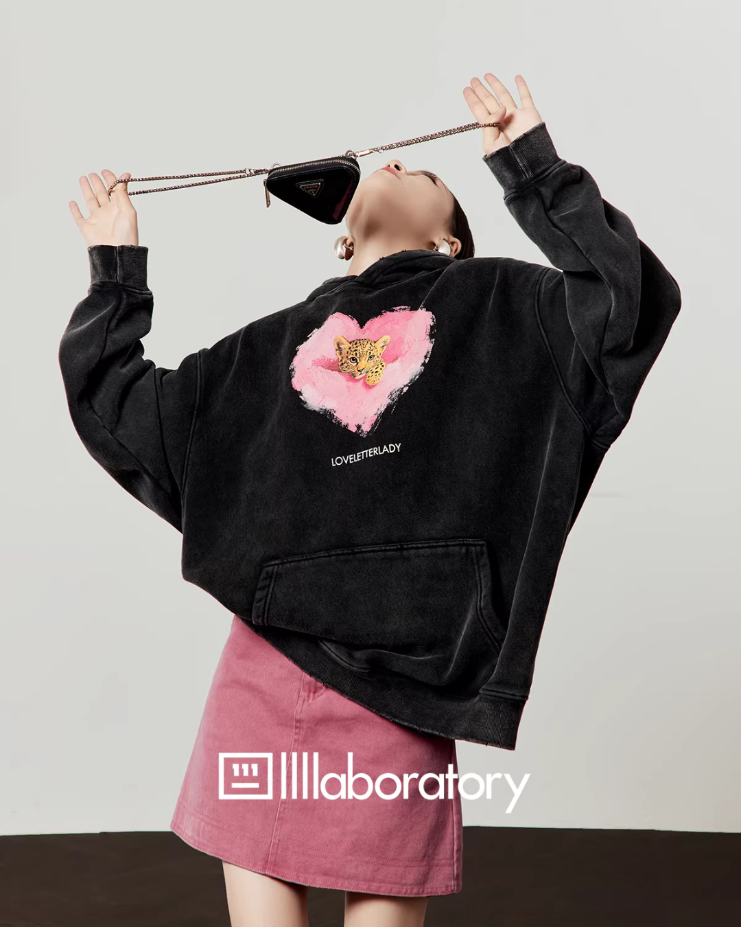 Heart Tiger Retro Hoodie / Pink Mini Skirt Heart Tiger Retro Hoodie / Pink Mini Skirt