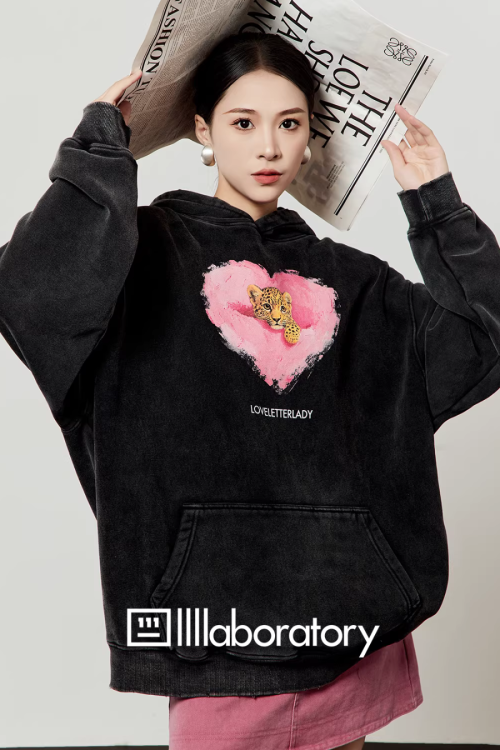 Heart Tiger Retro Hoodie / Pink Mini Skirt