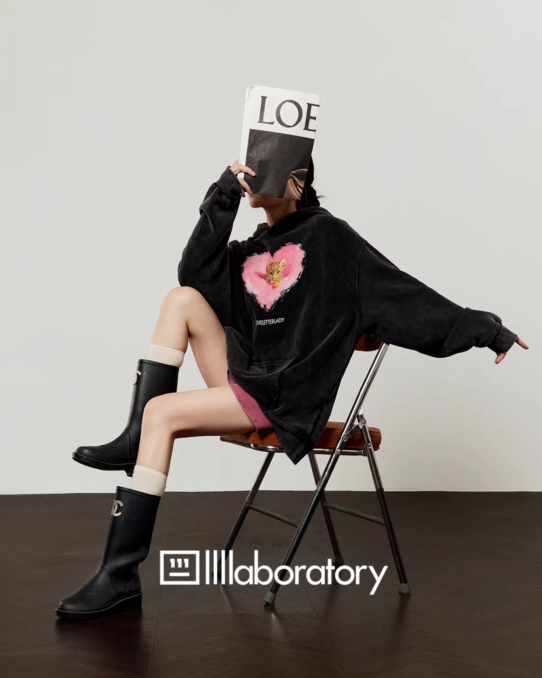 Heart Tiger Retro Hoodie / Pink Mini Skirt Heart Tiger Retro Hoodie / Pink Mini Skirt