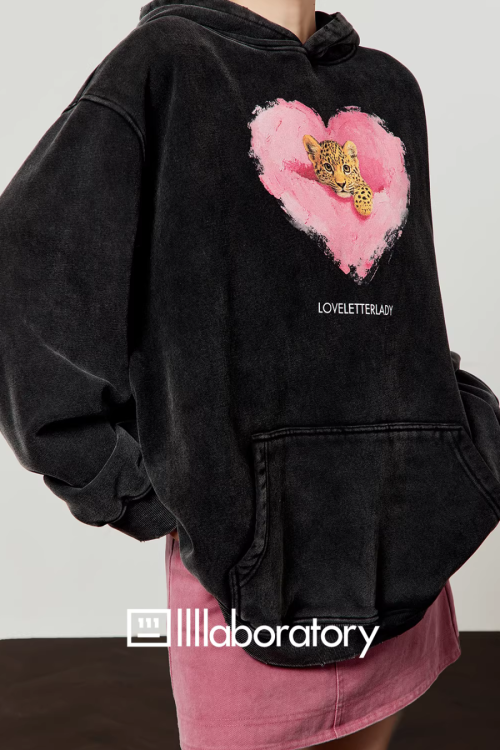 Heart Tiger Retro Hoodie / Pink Mini Skirt