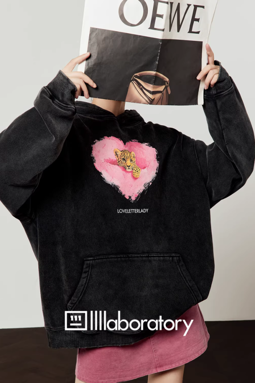 Heart Tiger Retro Hoodie / Pink Mini Skirt