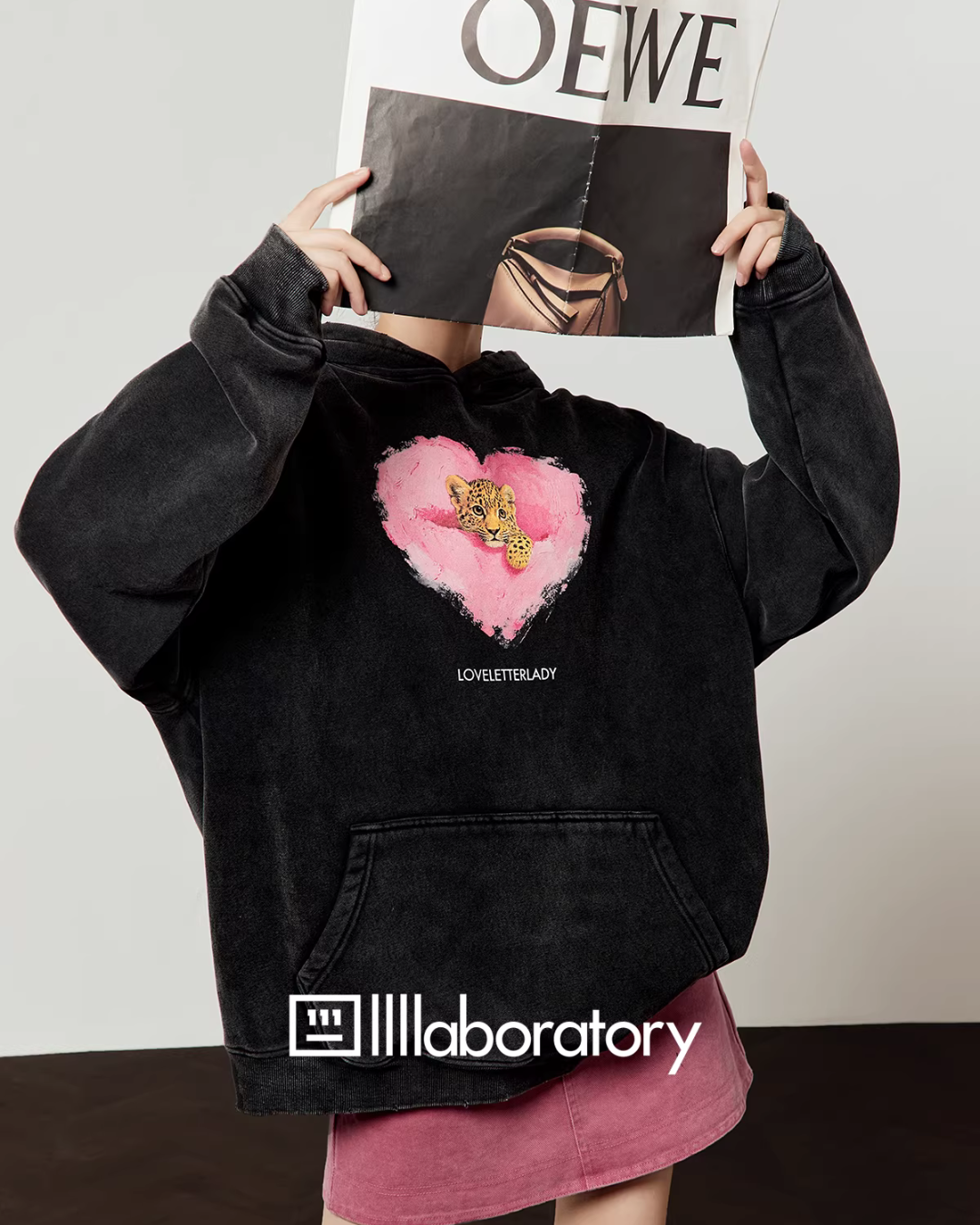 Heart Tiger Retro Hoodie / Pink Mini Skirt Heart Tiger Retro Hoodie / Pink Mini Skirt