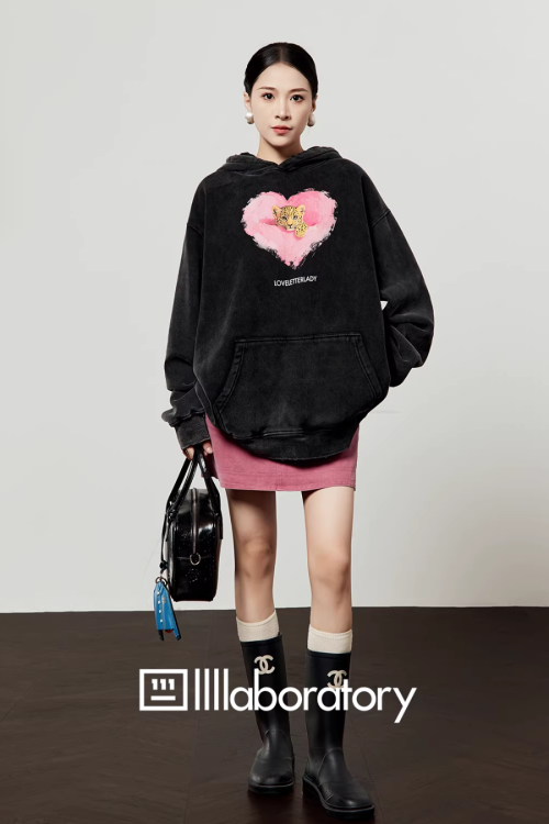 Heart Tiger Retro Hoodie / Pink Mini Skirt