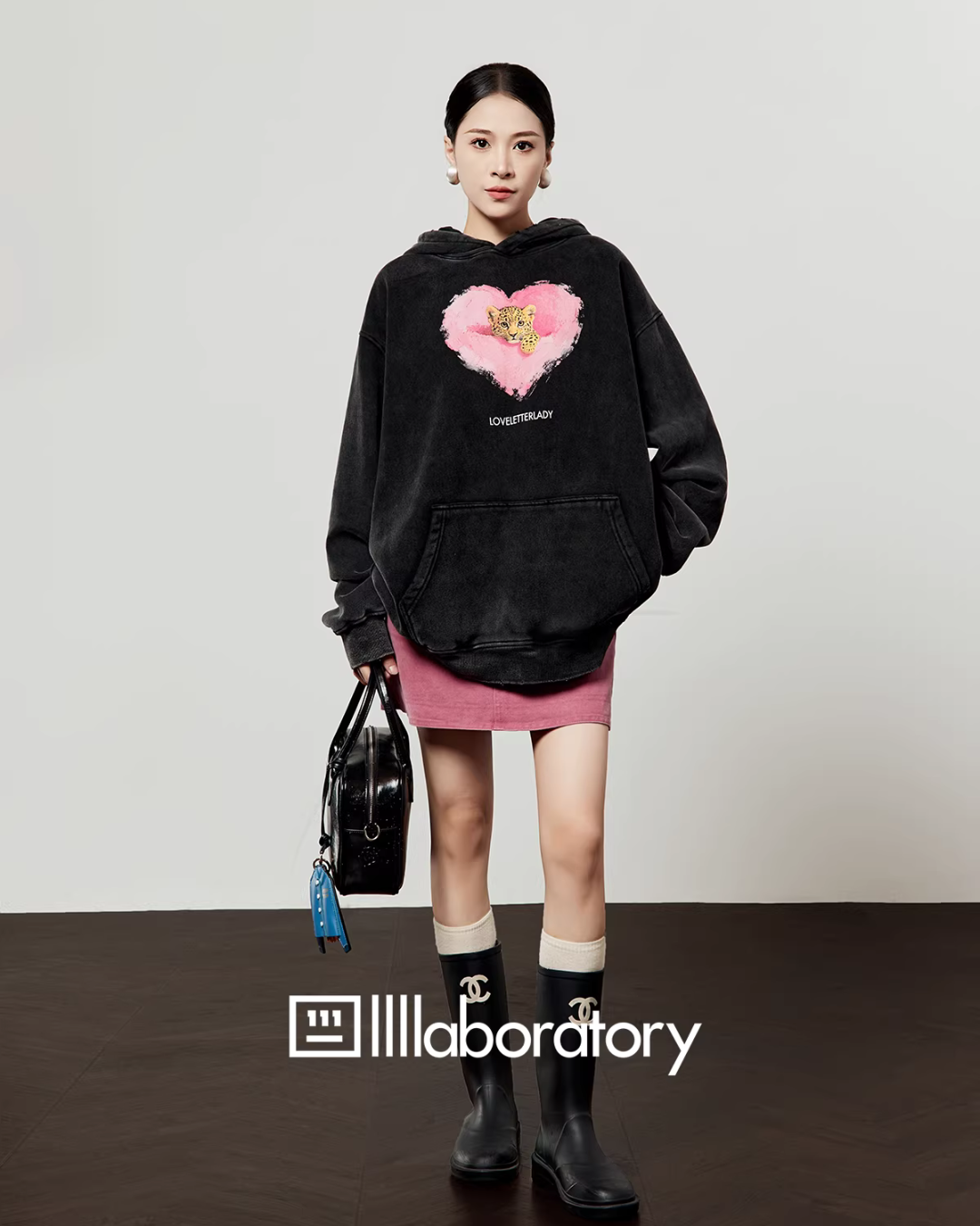 Heart Tiger Retro Hoodie / Pink Mini Skirt Heart Tiger Retro Hoodie / Pink Mini Skirt