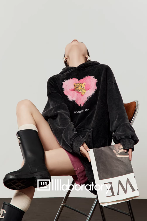 Heart Tiger Retro Hoodie / Pink Mini Skirt