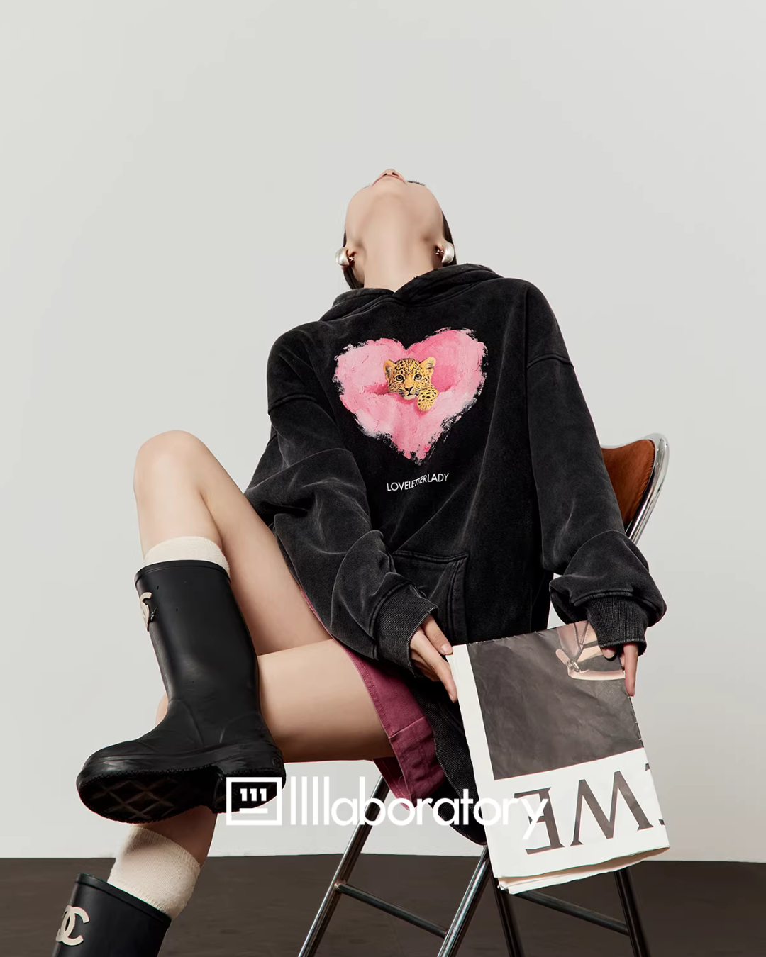 Heart Tiger Retro Hoodie / Pink Mini Skirt Heart Tiger Retro Hoodie / Pink Mini Skirt