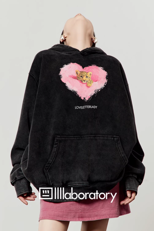 Heart Tiger Retro Hoodie / Pink Mini Skirt