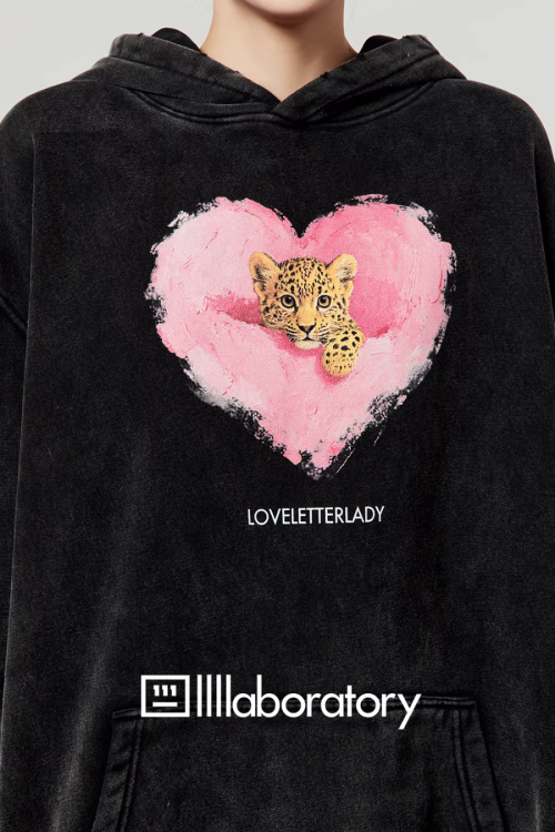 Heart Tiger Retro Hoodie / Pink Mini Skirt