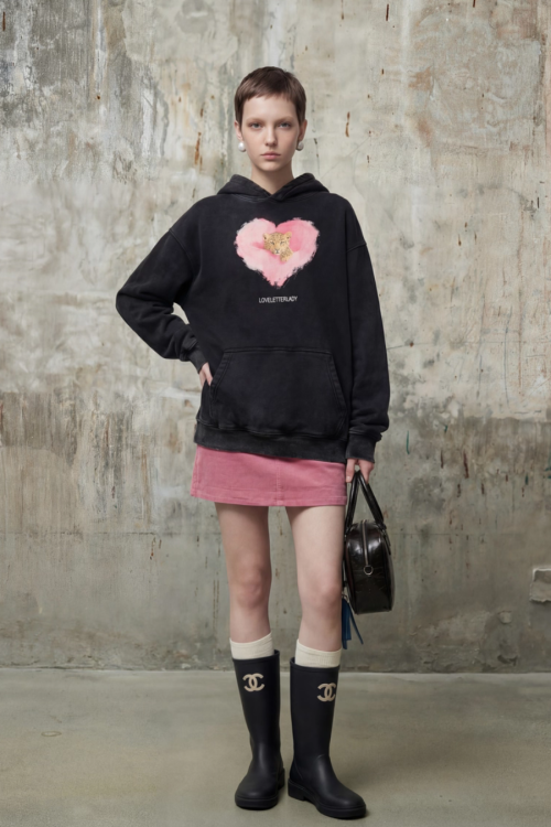 Heart Tiger Retro Hoodie / Pink Mini Skirt