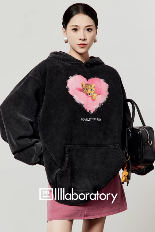 Heart Tiger Retro Hoodie / Pink Mini Skirt