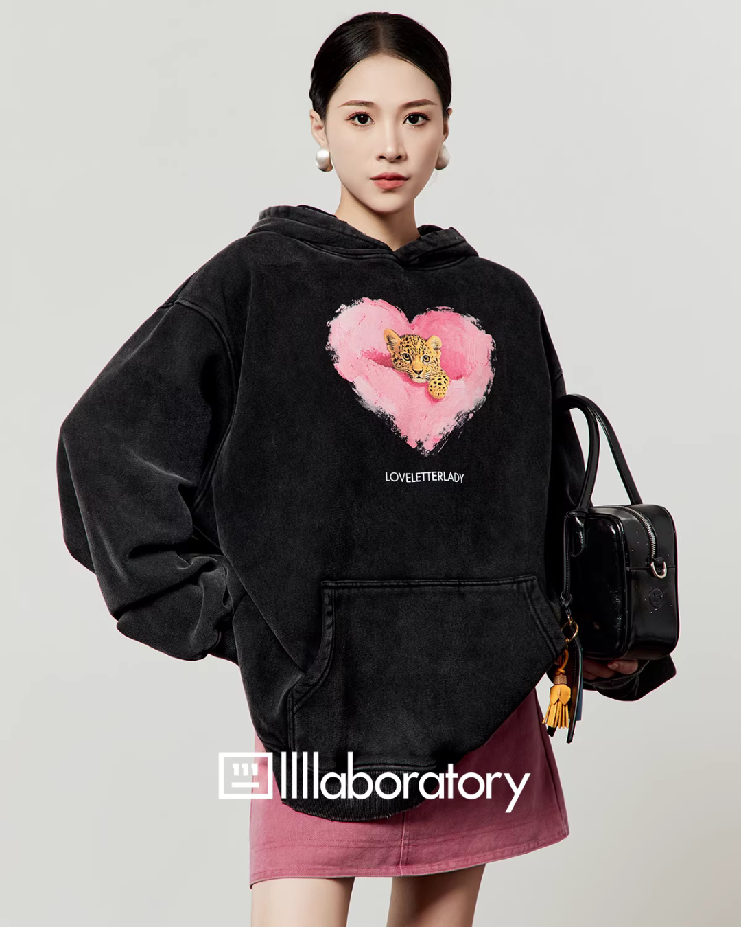 Heart Tiger Retro Hoodie / Pink Mini Skirt Heart Tiger Retro Hoodie / Pink Mini Skirt