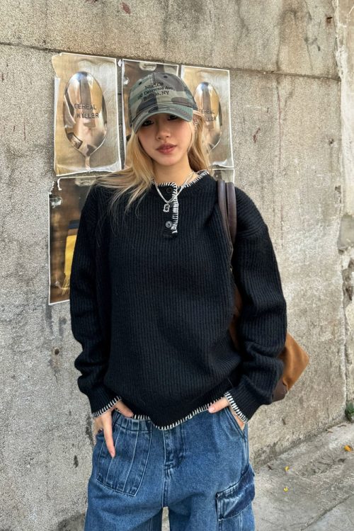 Henry Collar Knit Top