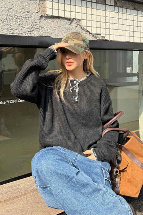 Henry Collar Knit Top