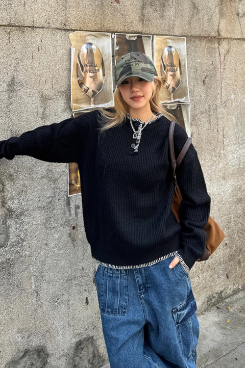 Henry Collar Knit Top