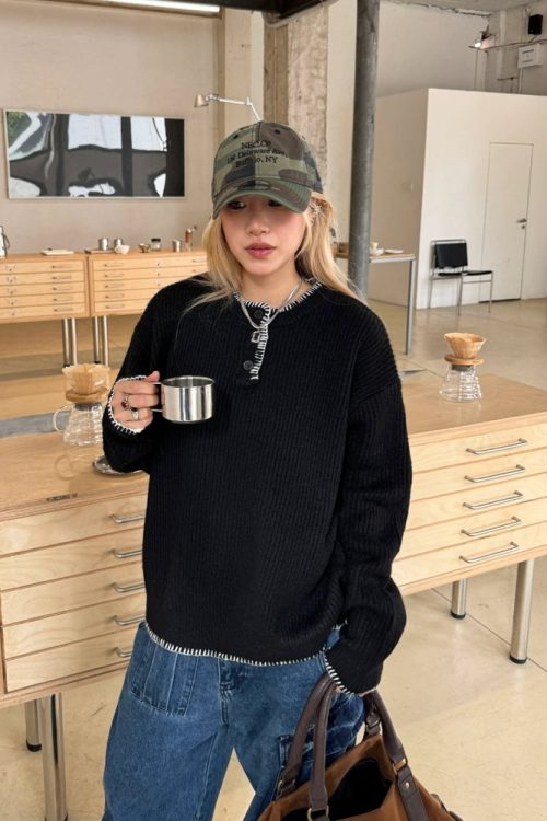 Henry Collar Knit Top