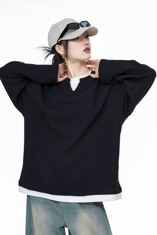 Henry Neck Long Sleeve Top
