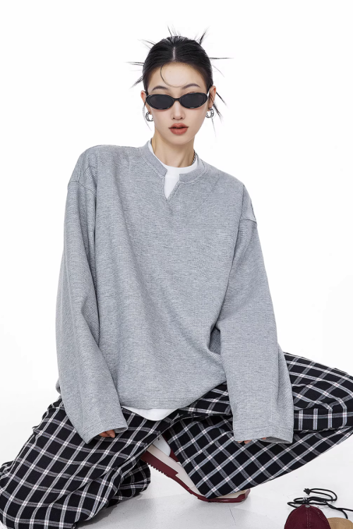 Henry Neck Long Sleeve Top