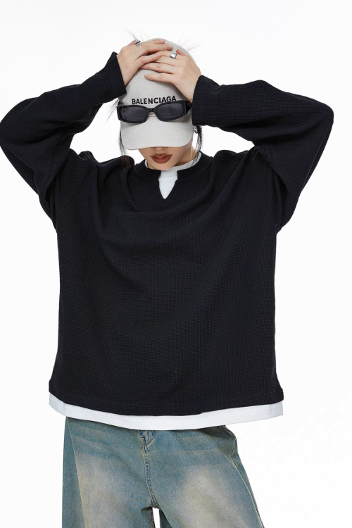 Henry Neck Long Sleeve Top