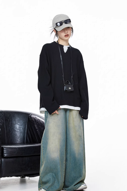 Henry Neck Long Sleeve Top