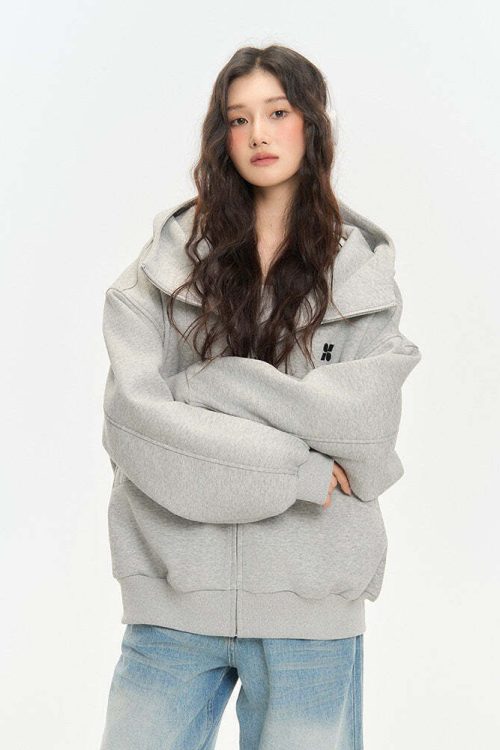 High-Neck Hoodie Jacket