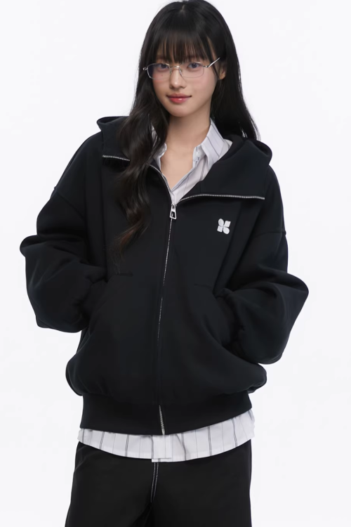 High-Neck Hoodie Jacket